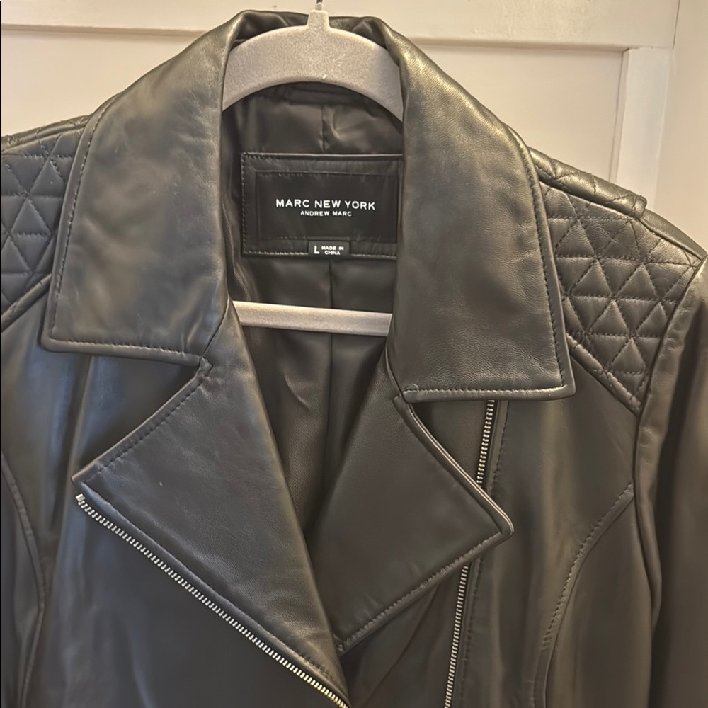 Marc New York Black Leather Moto Jacket Asymmetrical Zipper - Picture 5 of 6